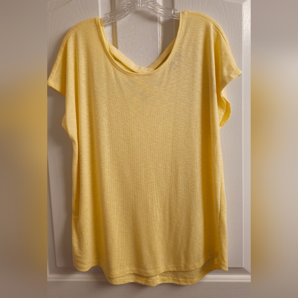 Reserved Light Yellow Short Sleeve Top, XL